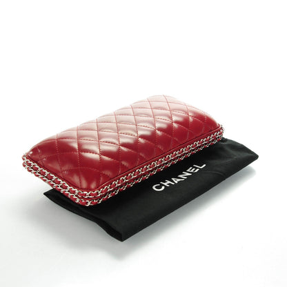Chanel Lambskin Quilted Chain Around Clutch Red 4 of 8