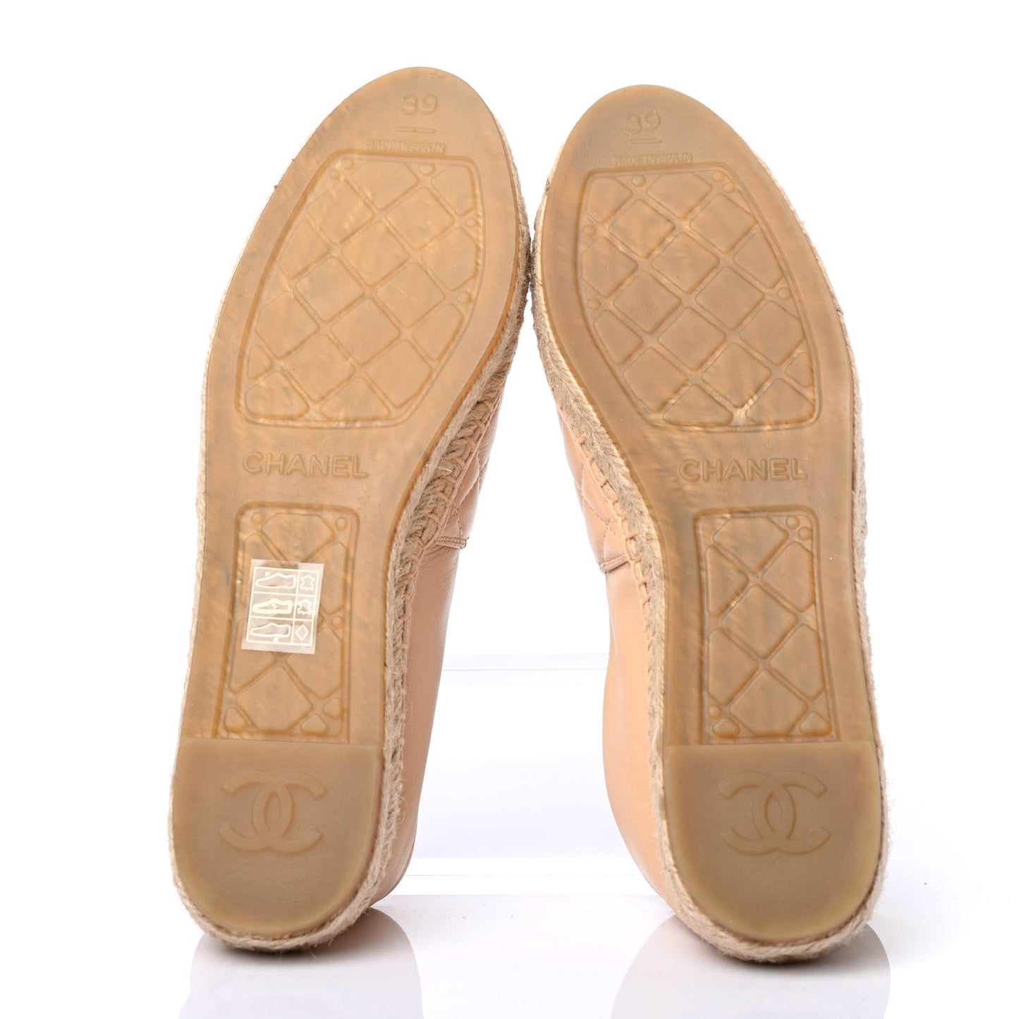 Lambskin Quilted CC Espadrilles 39 Beige