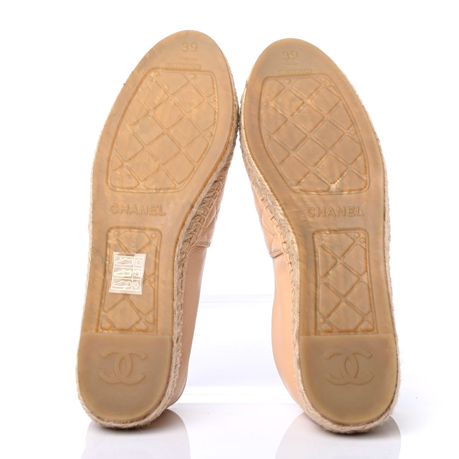 Chanel Lambskin Quilted CC Espadrilles 39 Beige 4 of 4