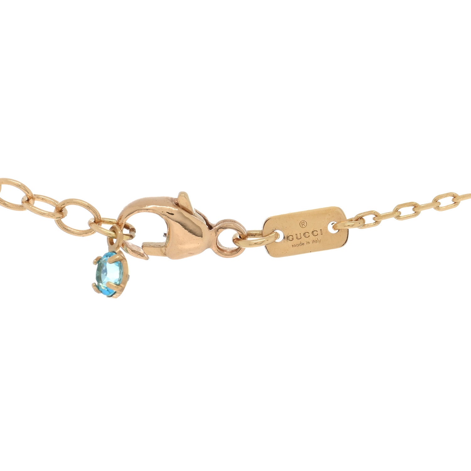 Gucci 18K Yellow Gold Citrine Tsavorite Blue Topaz Amethyst GG Running Pendant Necklace 4 of 4