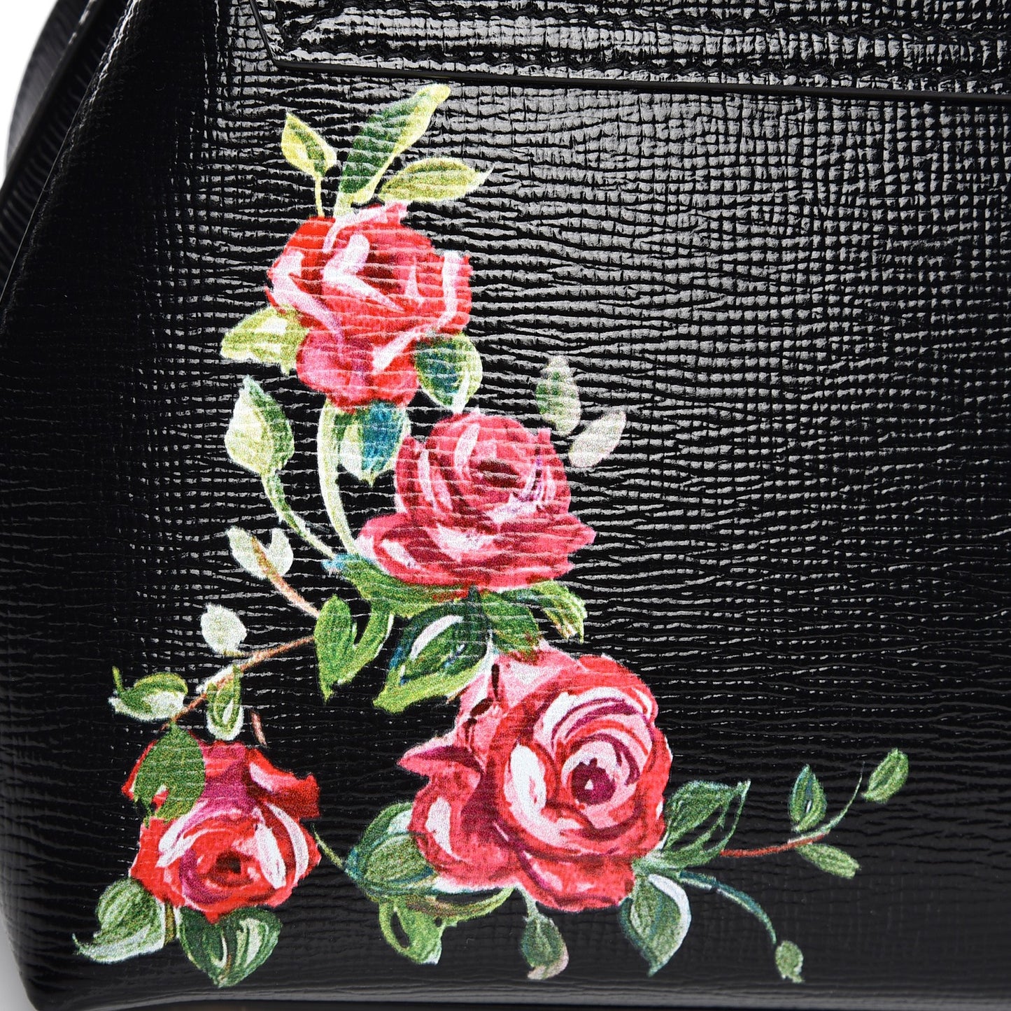 Grained Calfskin Printed Lucia Small Satchel Nero Black