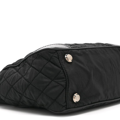 Chanel Nylon Calfskin Quilted CC Paris New York Tote Bag Black 9 of 10