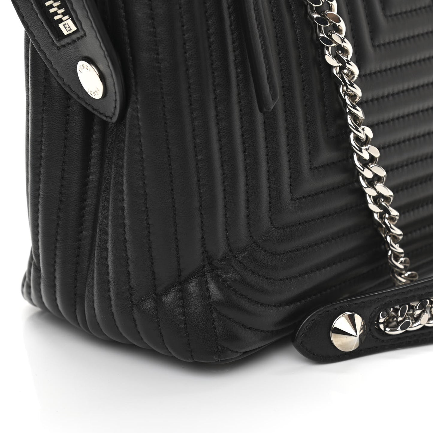 Shiny Nappa Trapuntata Chain Small DotCom Click Chain Satchel Black