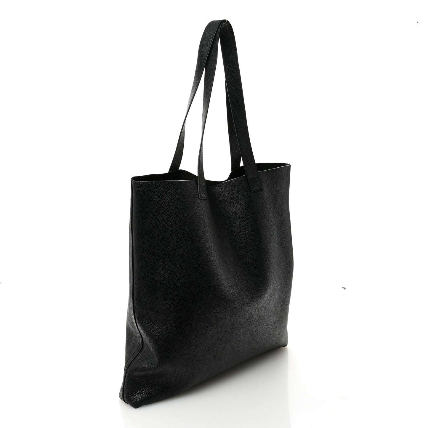 Calfskin Mens Logo Vertical Shopping Tote Black