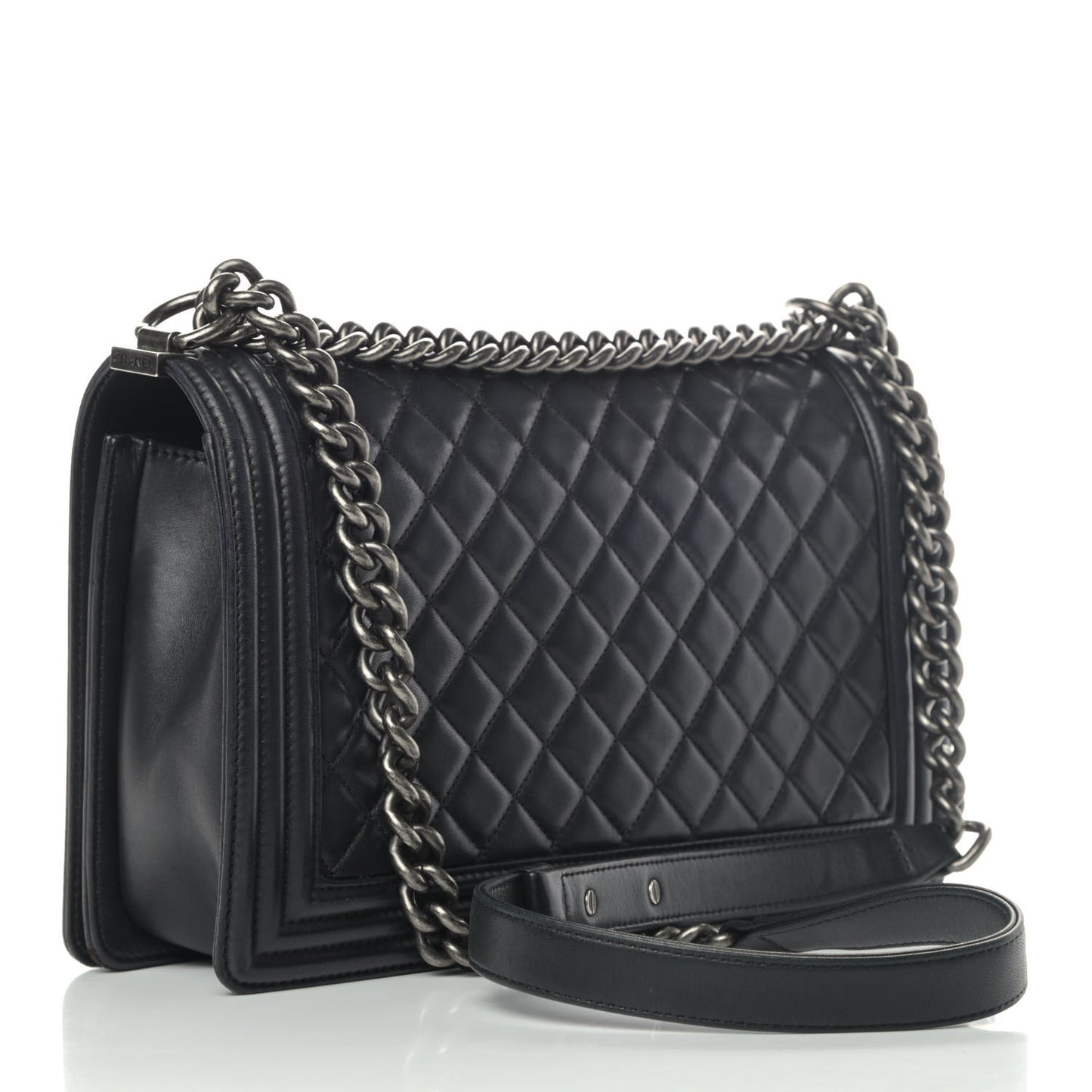 Lambskin Quilted New Medium Boy Flap Black