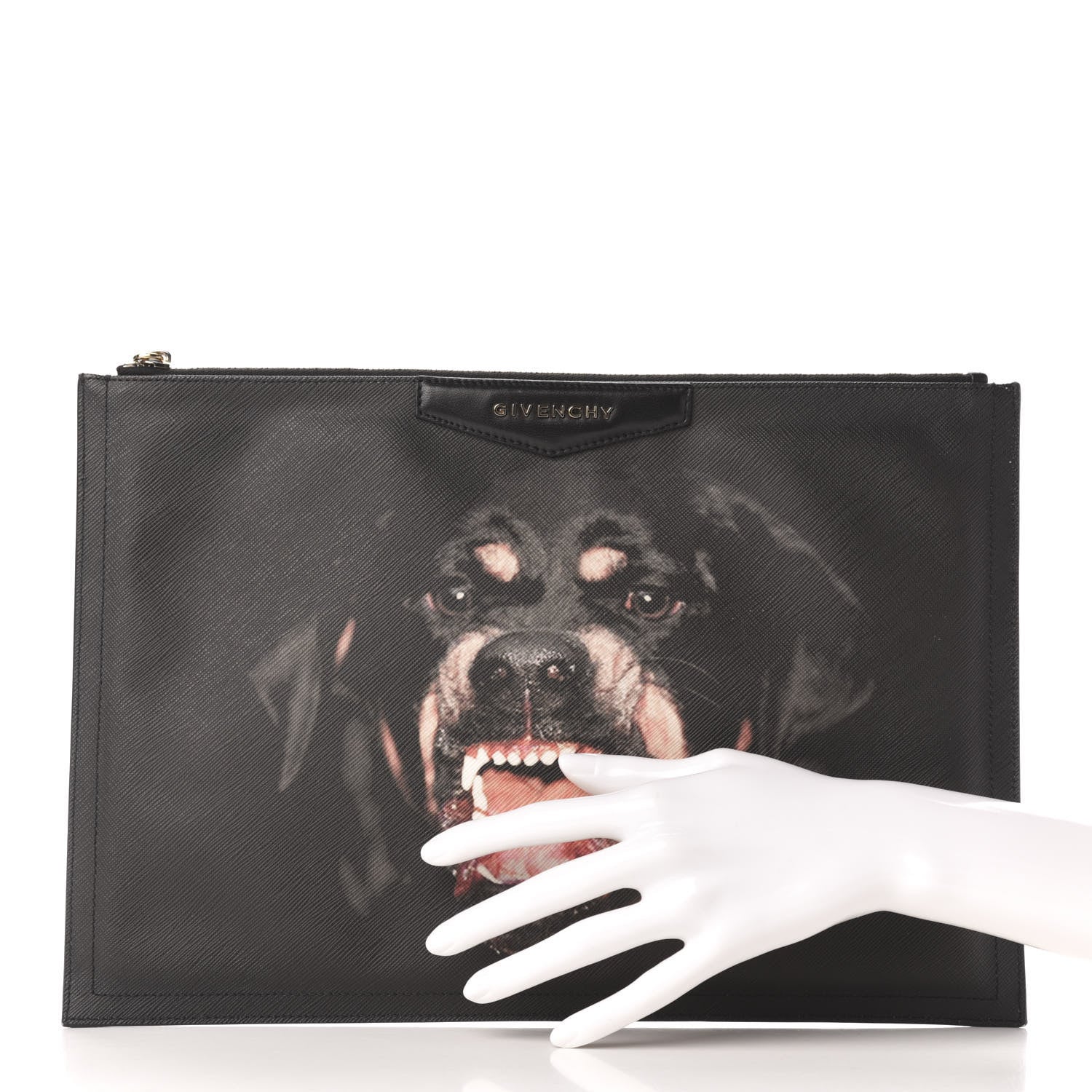 Givenchy Textured Coated Canvas Rottweiler Print Large Cosmetic Pouch Black 2 of 7