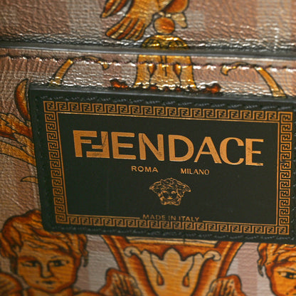 Fendi X VERSACE Vitello Seta Nappa Fendace FF Baroque Medium Peekaboo I SEE U Satchel Tobacco Black Gold 7 of 11