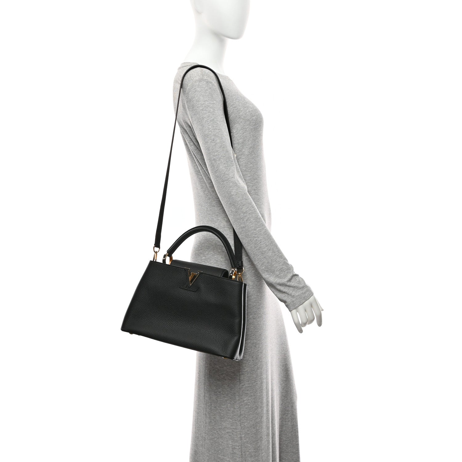 Louis Vuitton Taurillon Capucines PM Black 2 of 9
