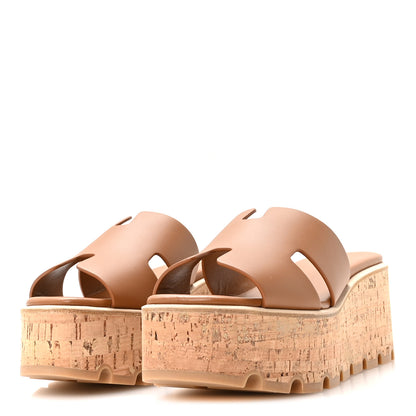 Hermes Calfskin Cork Eze 30 Sandals 36 Gold 4 of 9
