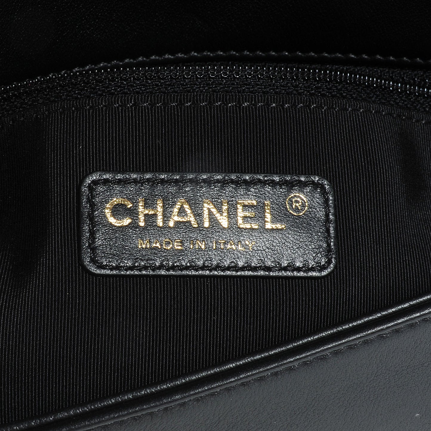 Calfskin Quilted Graphic Flap Bag Black White