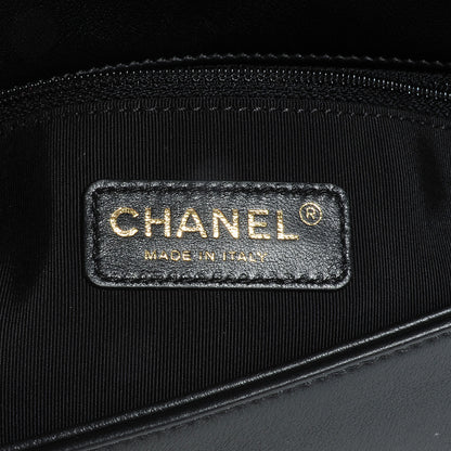 Chanel Calfskin Quilted Graphic Flap Bag Black White 7 of 8