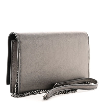 Saint Laurent Metallic Grain De Poudre Kate Monogram Tassel Chain Wallet Silver 3 of 12