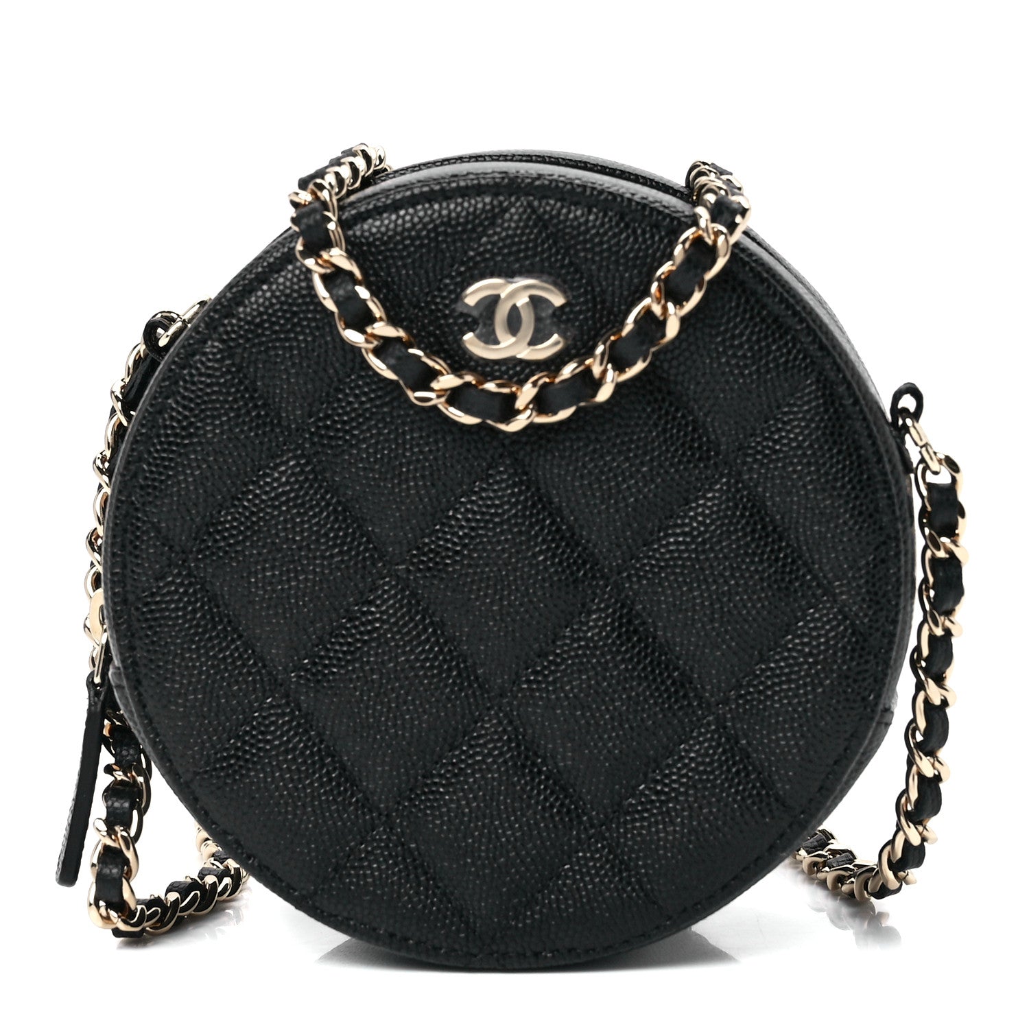 Chanel Caviar Quilted Round Clutch With Chain Black 1 of 12