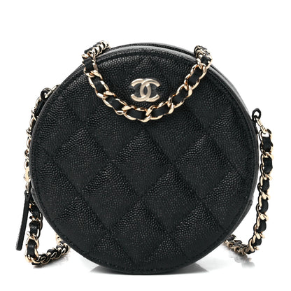 Chanel Caviar Quilted Round Clutch With Chain Black 1 of 12