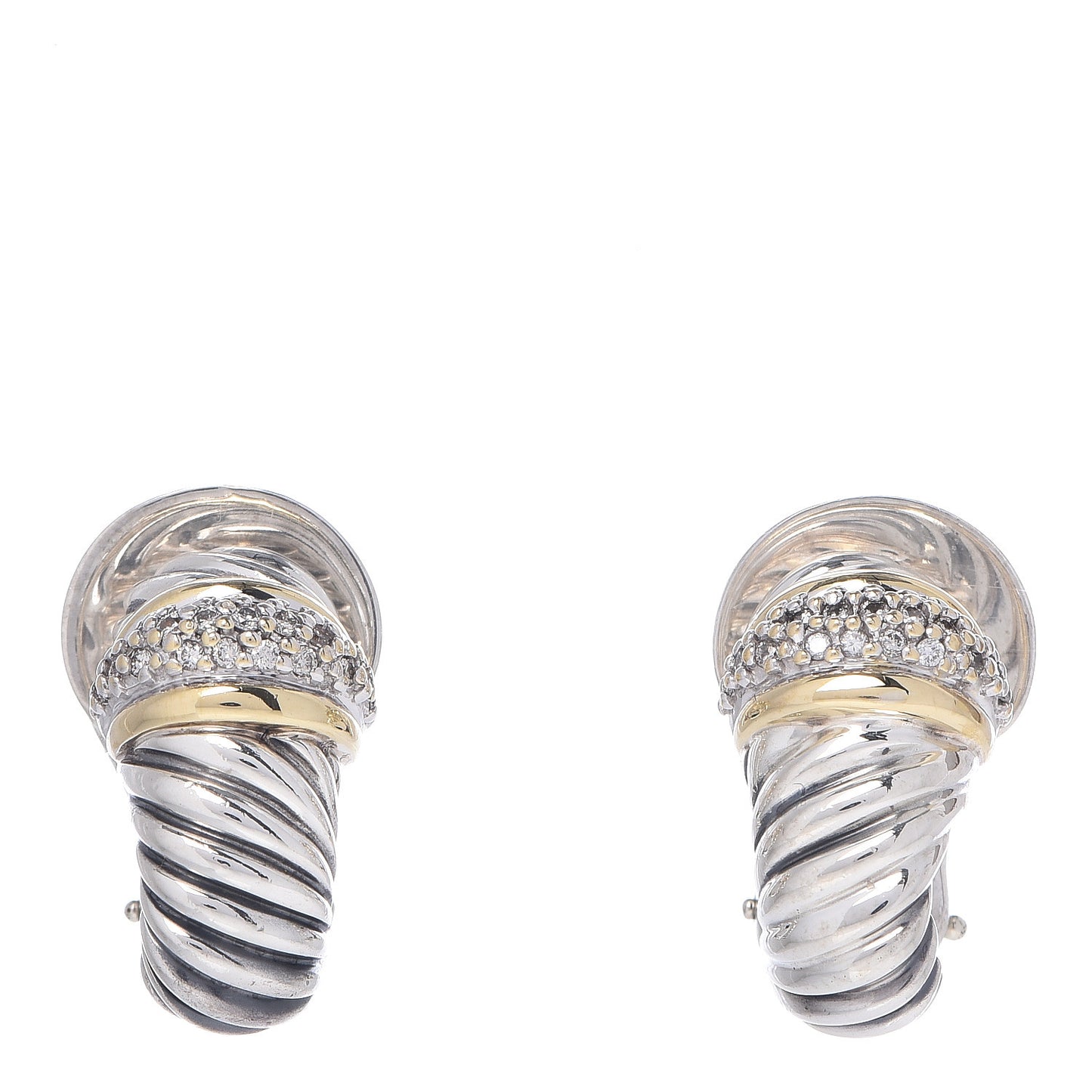 Sterling Silver 18K Yellow Gold Diamond Shrimp Earrings