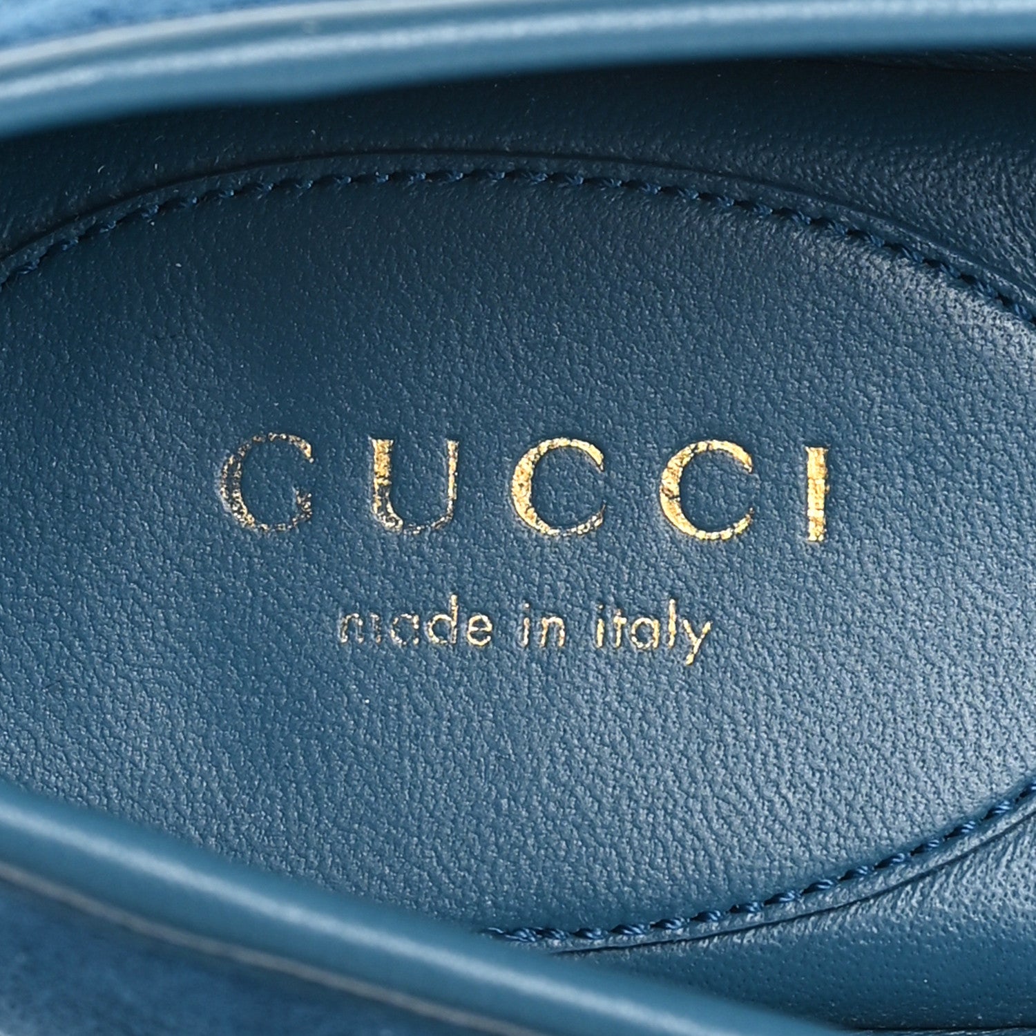 Gucci Kid Scamosciato Horsebit Ballet Flats 37.5 Deep Acqua 8 of 10