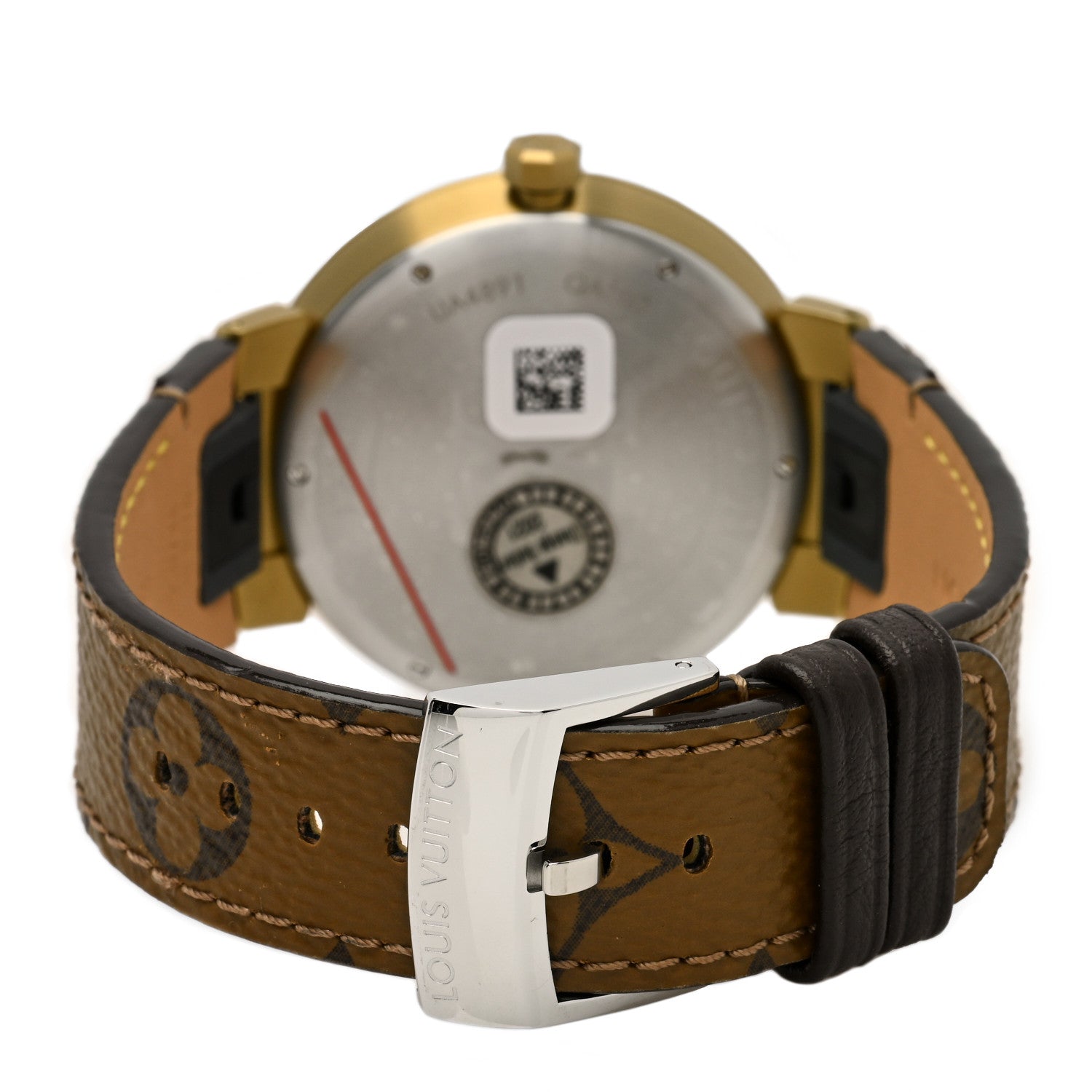 Louis Vuitton Stainless Steel Monogram 39mm Tambour Slim Quartz Watch Orange 3 of 5
