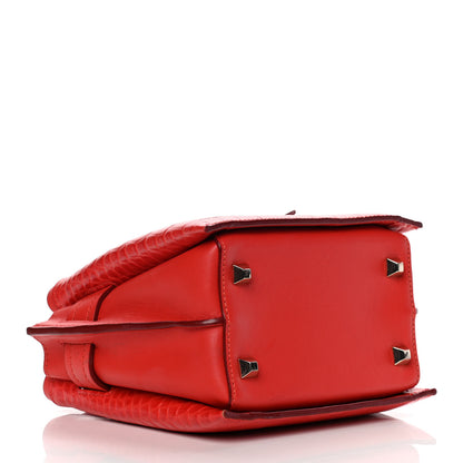 MCM Calfskin Crocodile Embossed Mini Neo Milla Tote Ruby Red 5 of 18