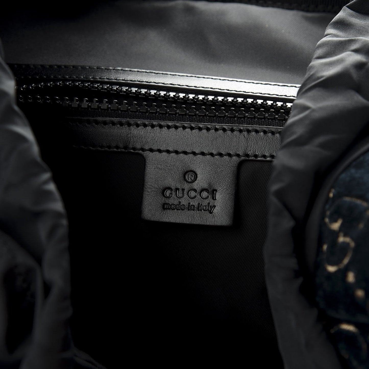 Velvet GG Monogram Web Medium Double Buckle Backpack Blue Beige Black