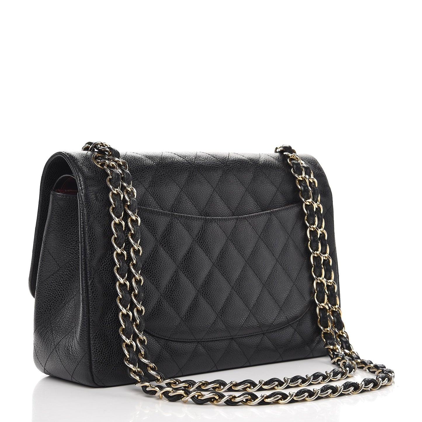 Caviar Quilted Jumbo Double Flap Black