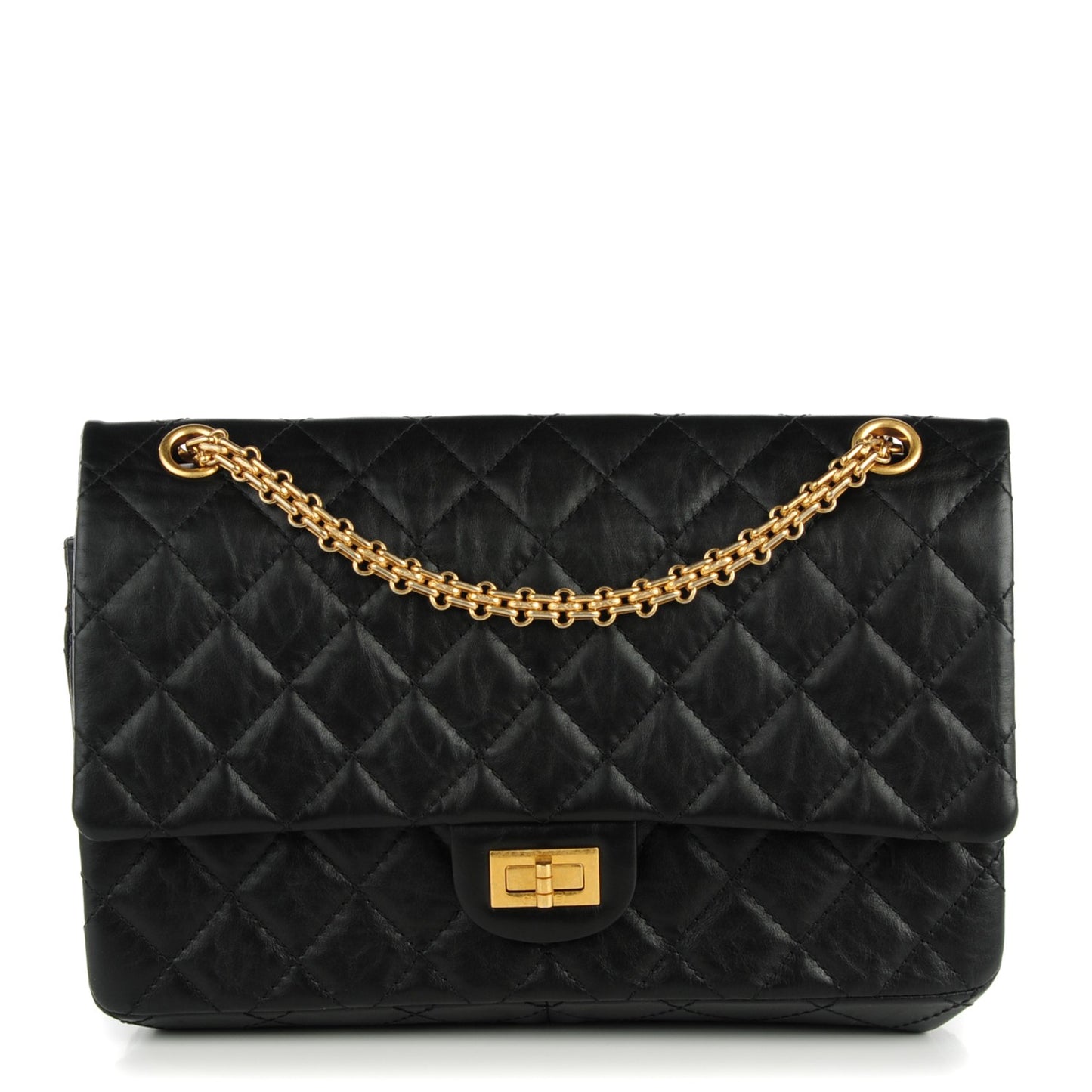 Aged Calfskin Quilted 2.55 Reissue 226 Flap Black