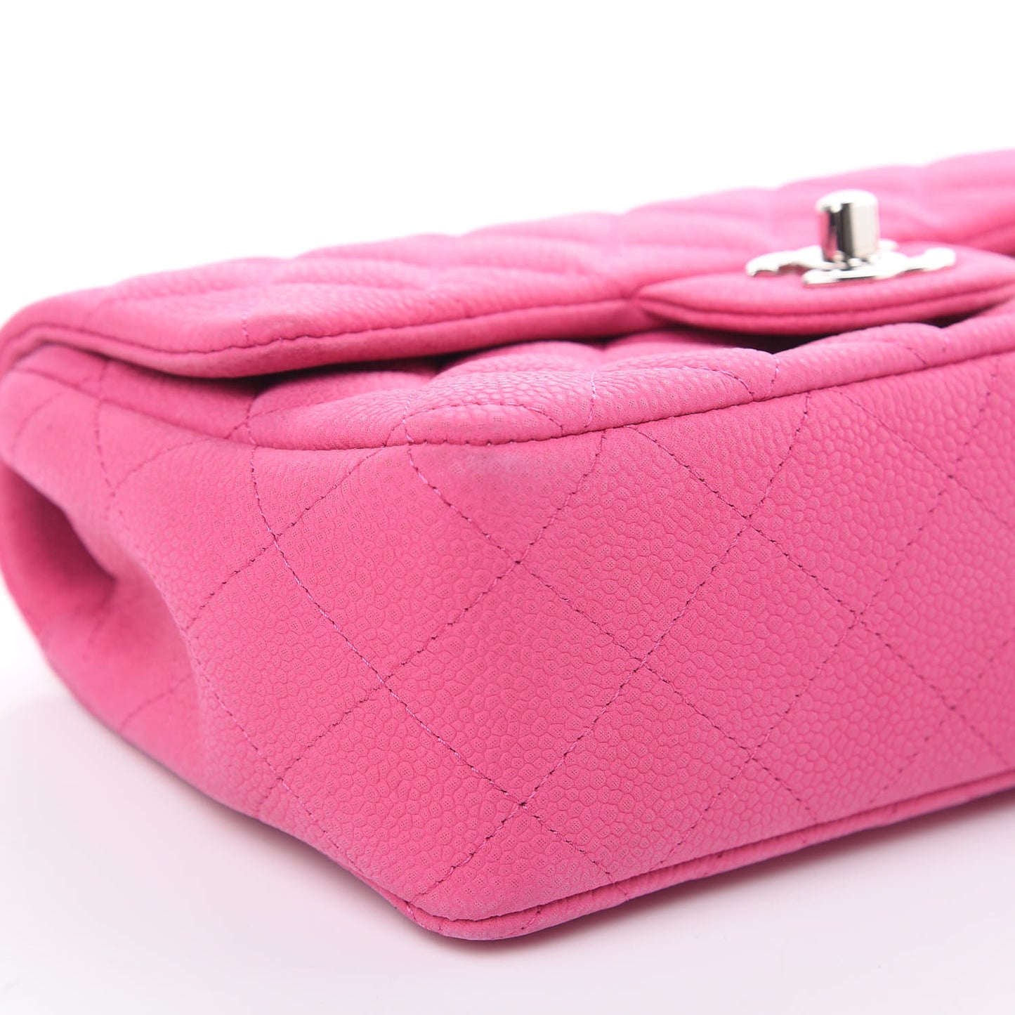 Iridescent Caviar Quilted Mini Rectangular Flap Pink