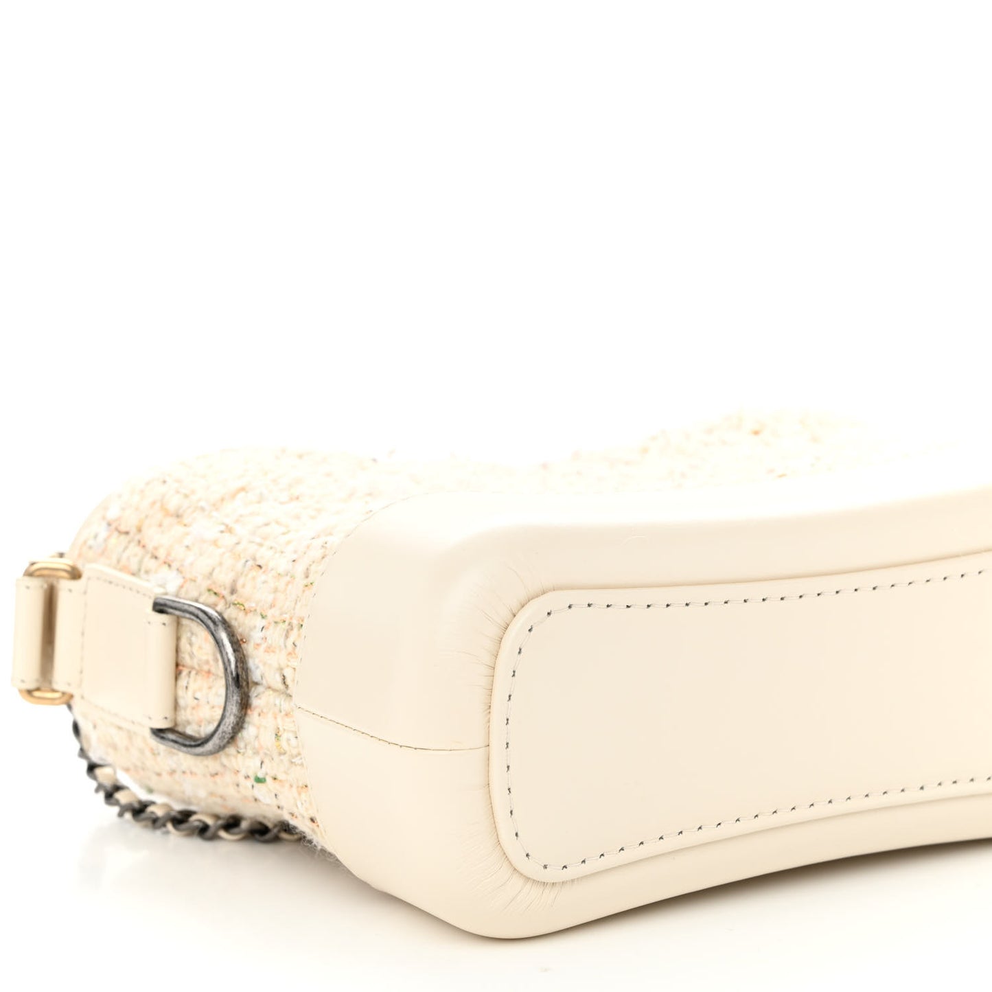 Tweed Calfskin Quilted Small Gabrielle Hobo Beige Ivory