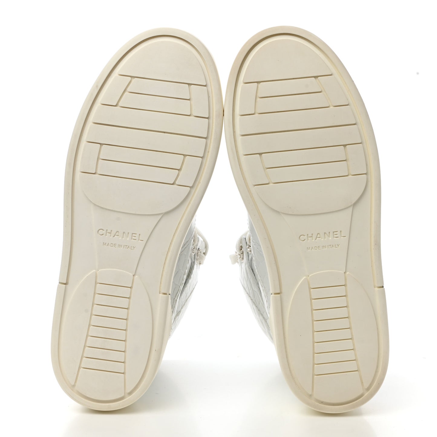Calfskin Crocodile Embossed Cocodile High Top Sneakers 35.5 White
