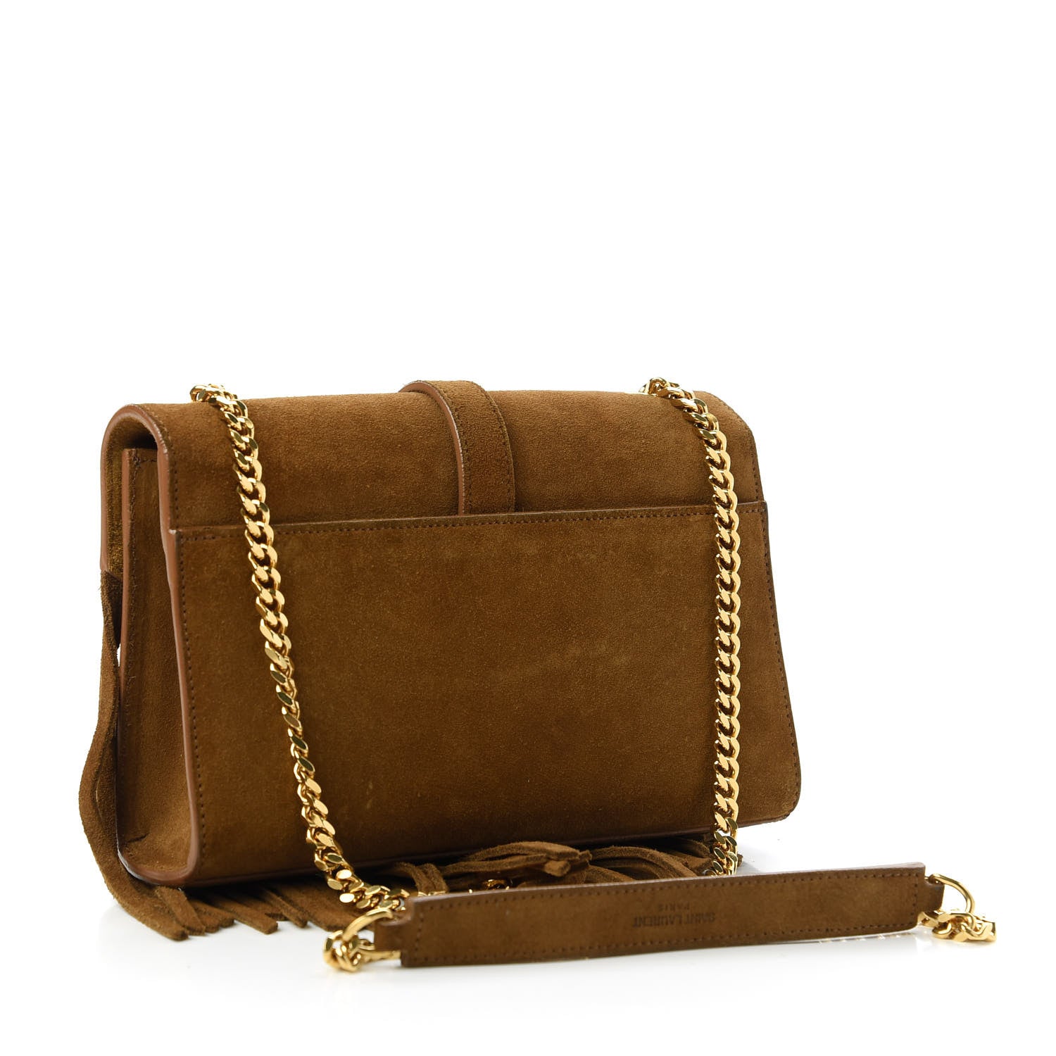 Saint Laurent Suede Fringe Baby Monogram Satchel Light Ocre 3 of 10
