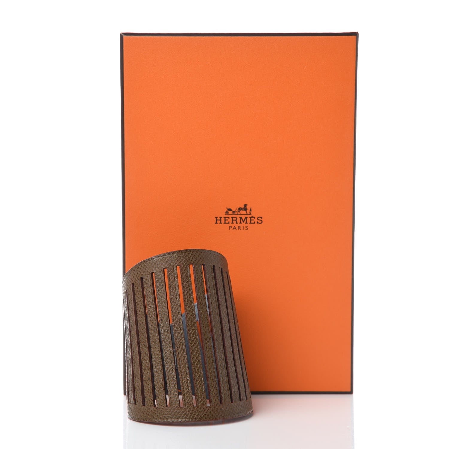 Hermes Epsom Petit H Ajoure Reversible Cuff Chocolate Gris Mouette 7 of 7