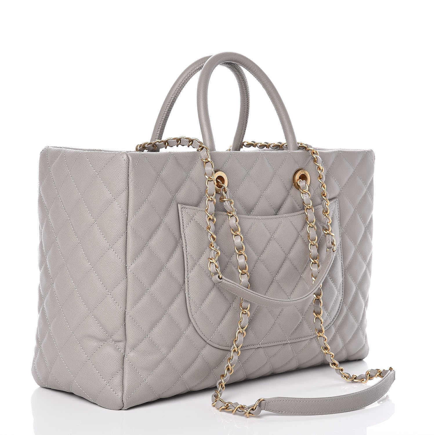 Chanel Caviar Quilted Large Coco Handle Shopping Tote Grey 3 of 11