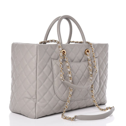 Chanel Caviar Quilted Large Coco Handle Shopping Tote Grey 3 of 11