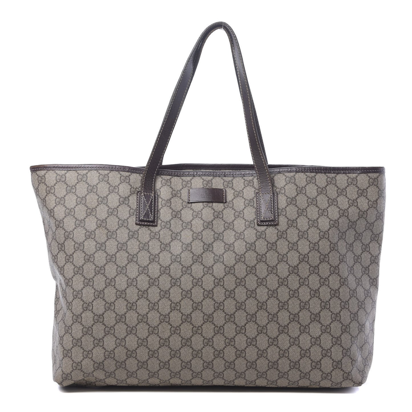 GG Supreme Monogram Large Zippered Shopping Tote Brown