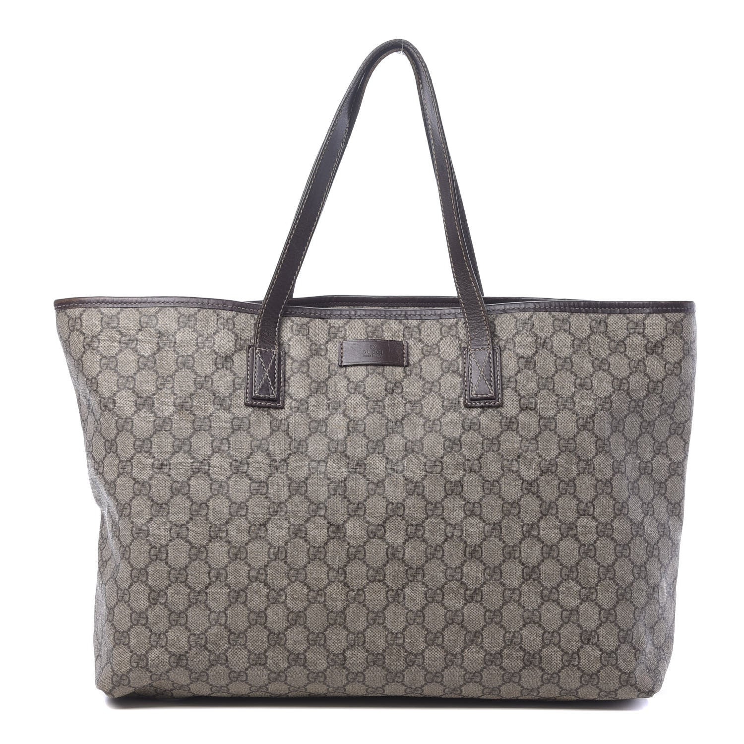 Gucci GG Supreme Monogram Large Zippered Shopping Tote Brown 1 of 11