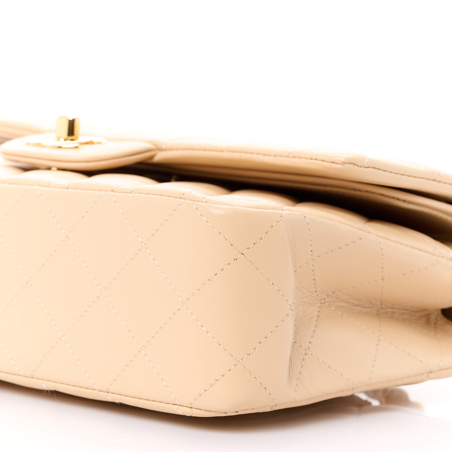 Chanel Lambskin Quilted Medium Double Flap Beige 11 of 13