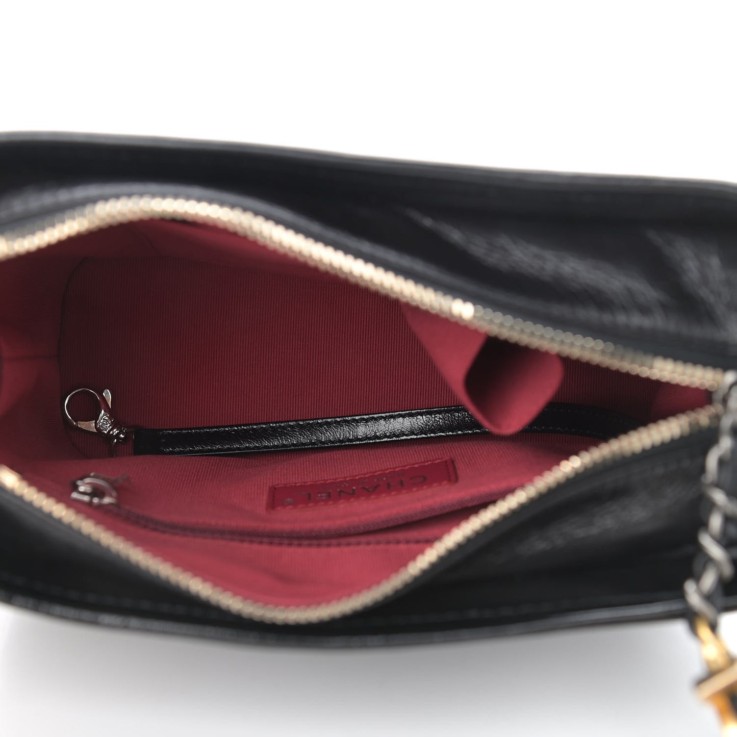 Aged Calfskin Quilted Small Gabrielle Hobo Black