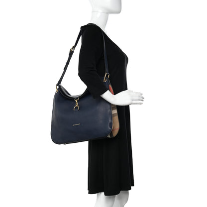 Burberry Derby Calfskin House Check Cornwall Hobo Ink Blue 2 of 18