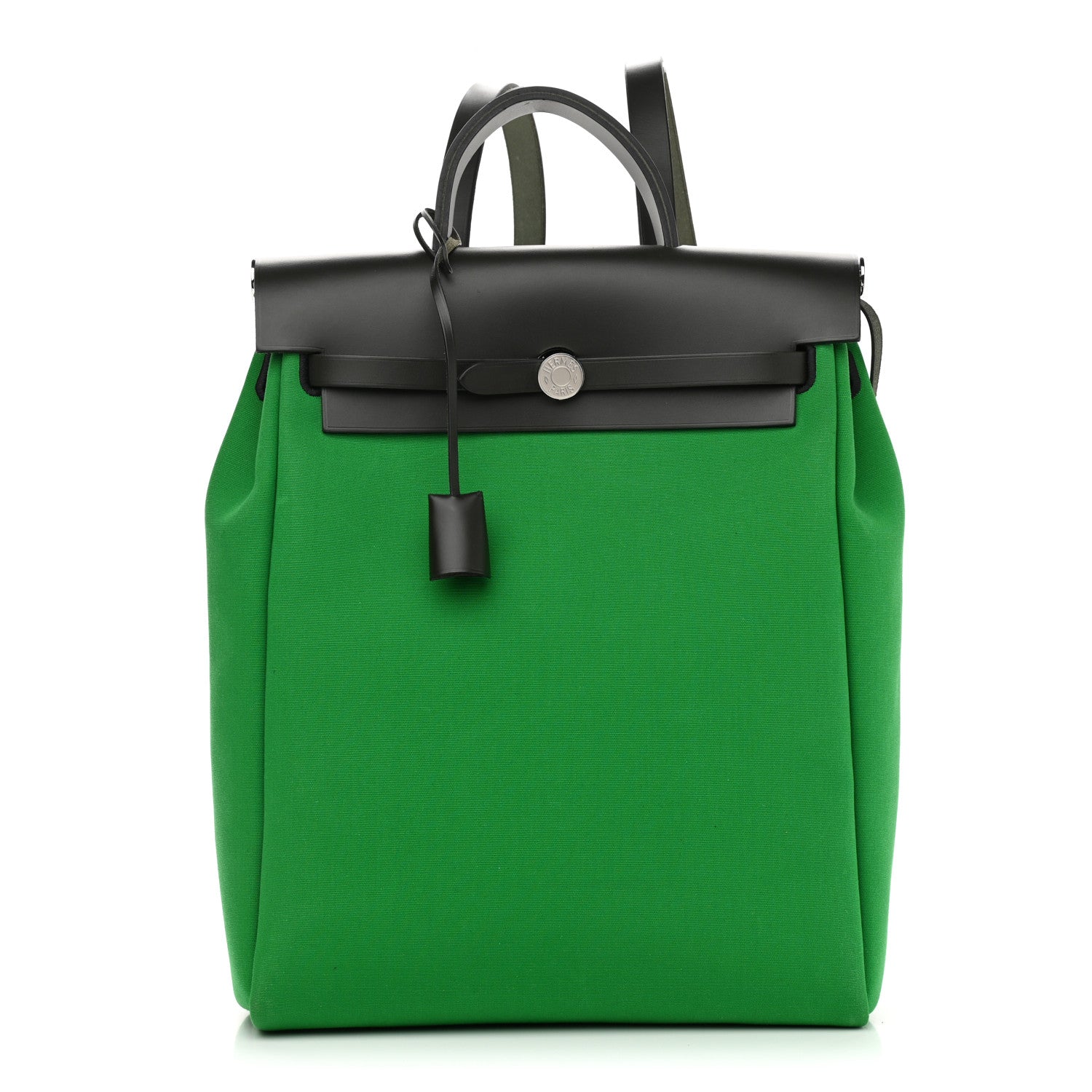 Hermes Military Toile Vache Hunter Herbag a Dos Zip Retourne Backpack Bambou Kaki 3 of 11