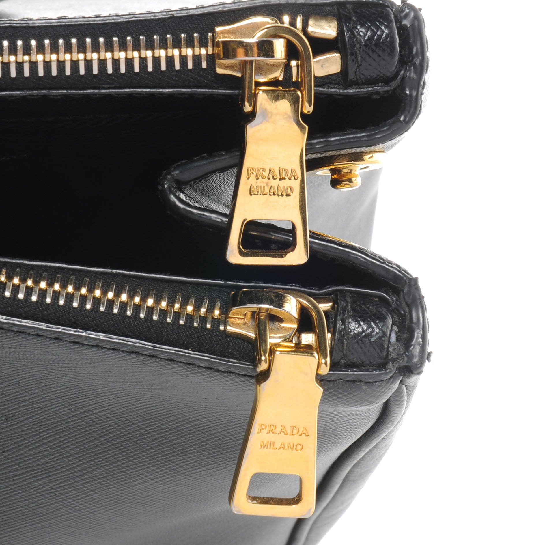 Prada Saffiano Lux Double Zip Medium Tote Nero Black 6 of 9