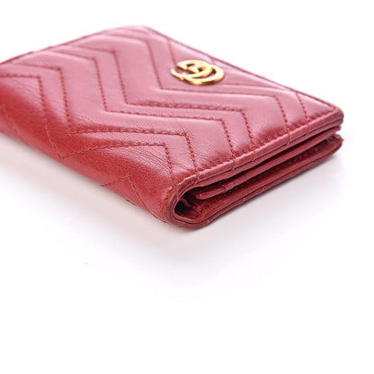 Gucci Calfskin Matelasse GG Marmont Card Case Hibiscus Red 10 of 10