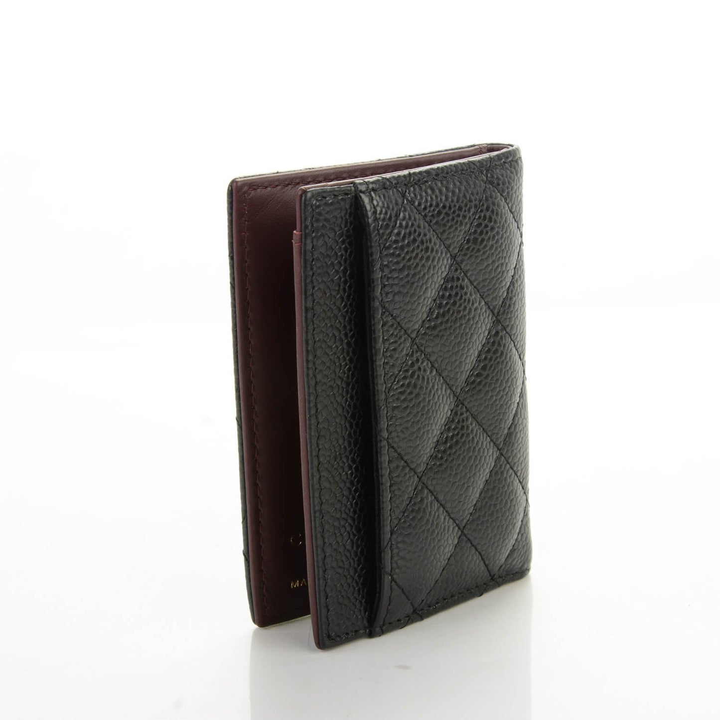 Caviar Quilted Card Holder Wallet Black