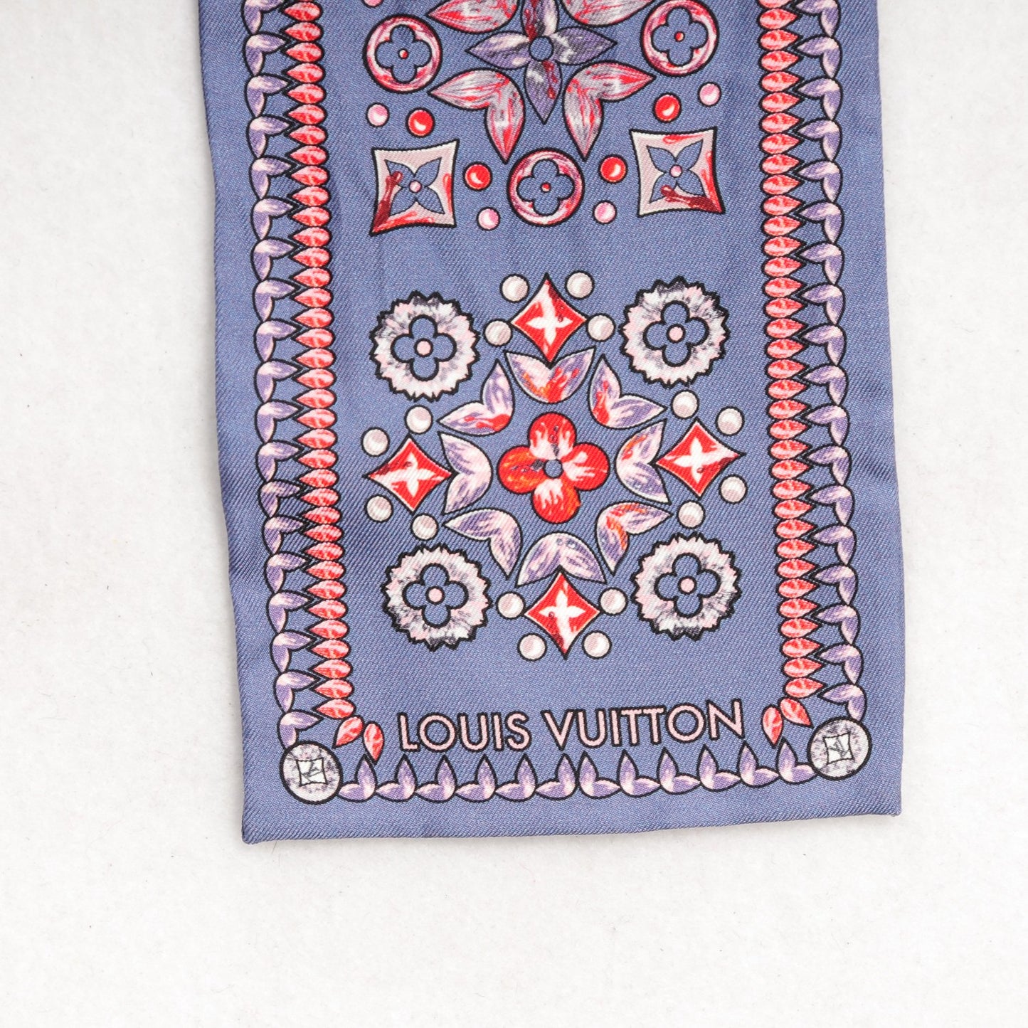 Silk Monogram Giant Lvrtual Flowers Bandeau Denim