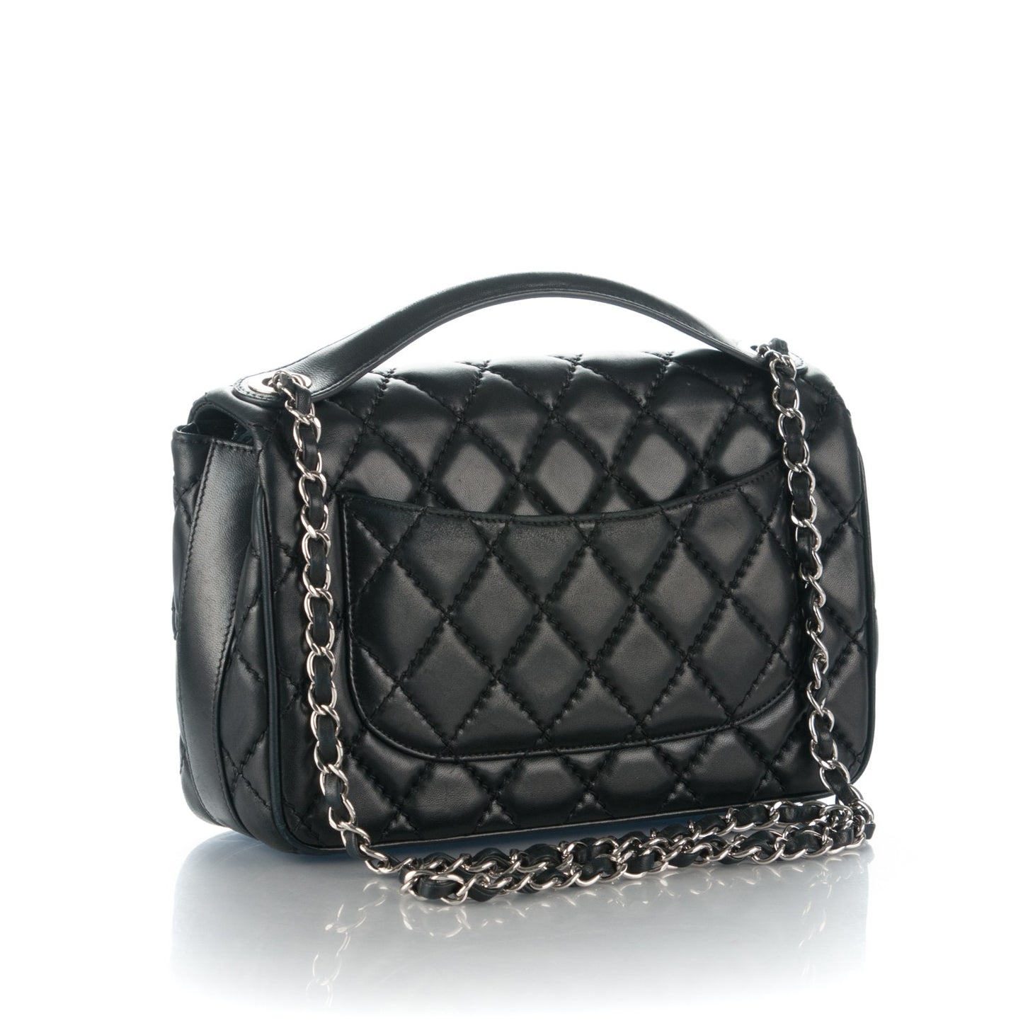 Lambskin Quilted Medium Easy Carry Flap Black