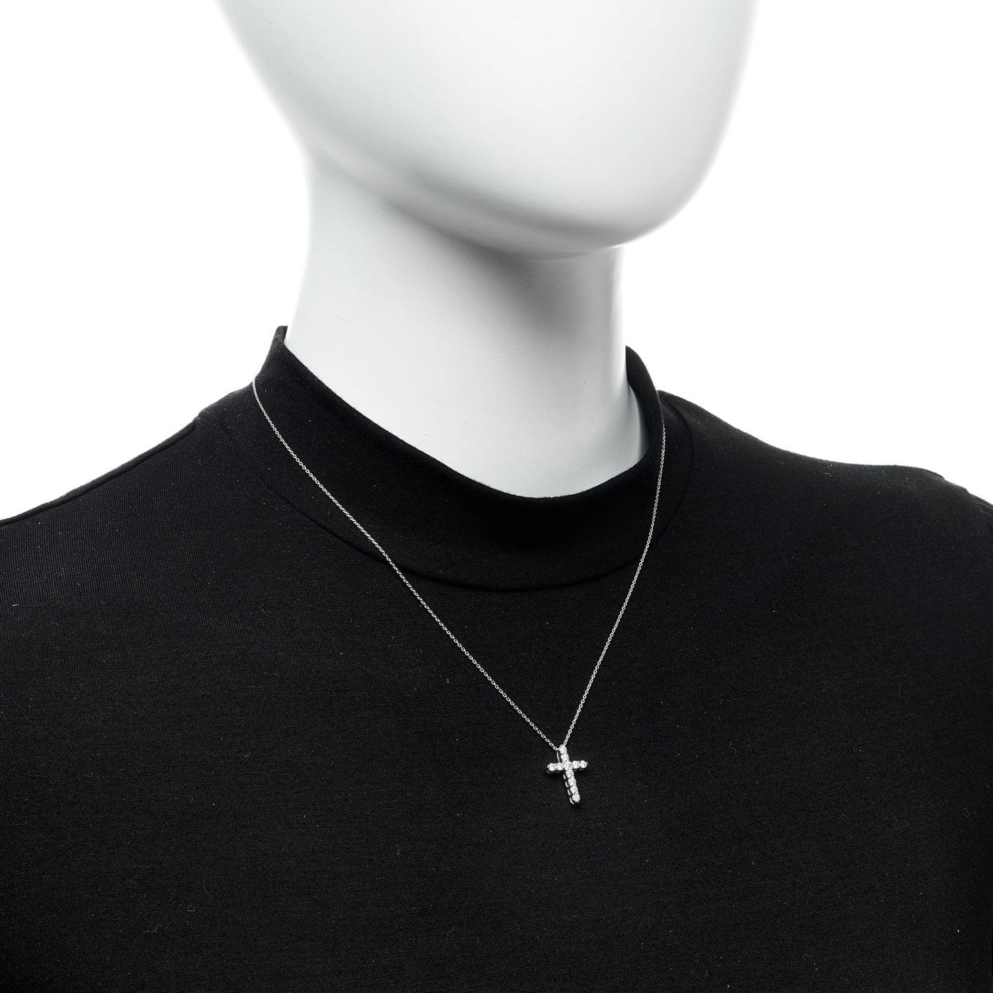 18K White Gold Diamond .45ctw Cross Pendant Necklace