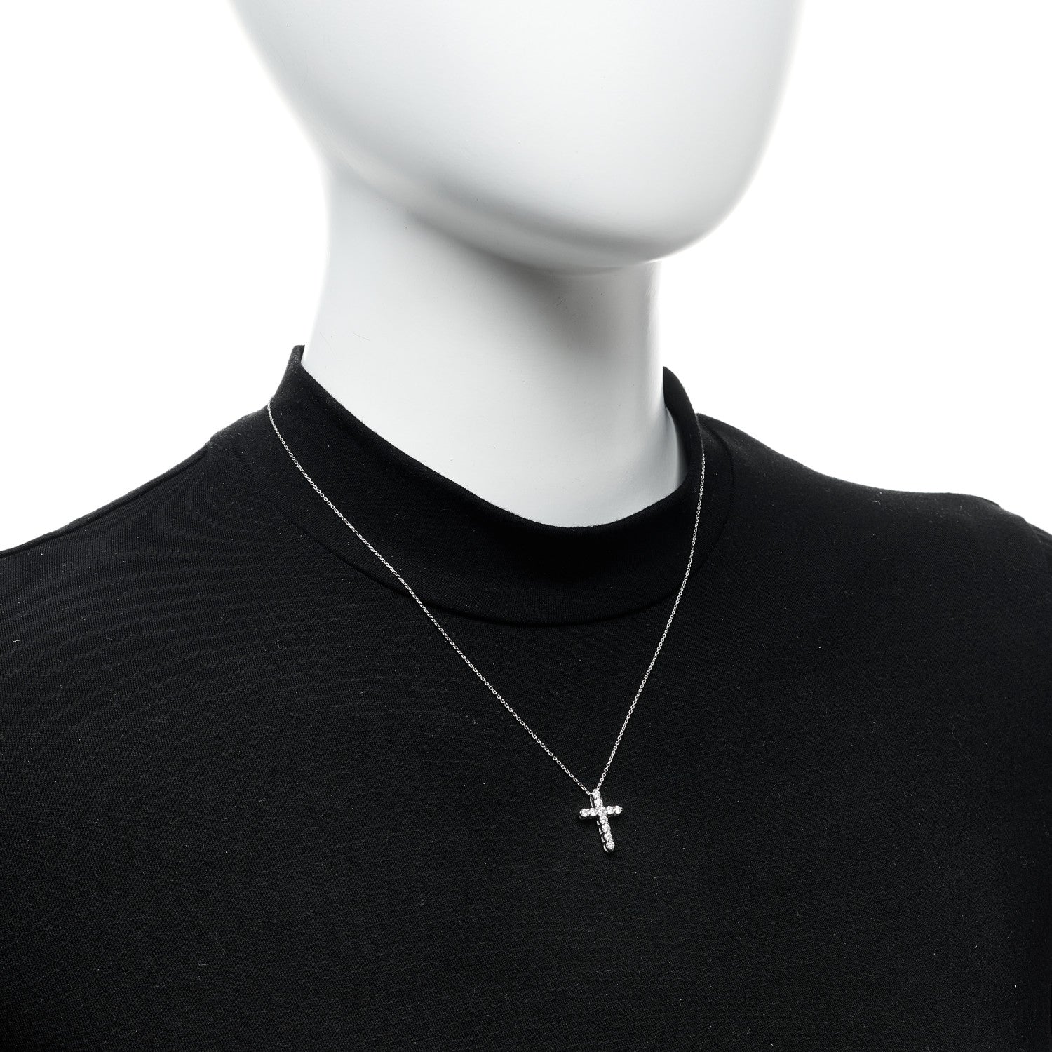 Roberto Coin 18K White Gold Diamond .45ctw Cross Pendant Necklace 2 of 6