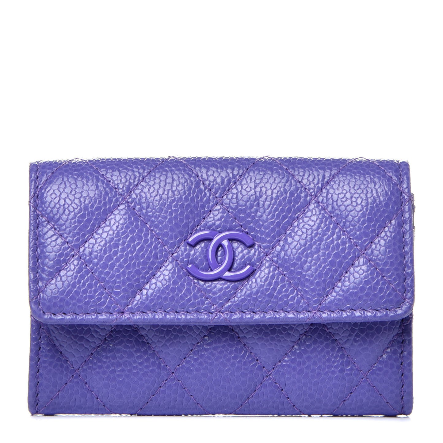 Caviar Quilted Incognito Flap Card Holder Purple
