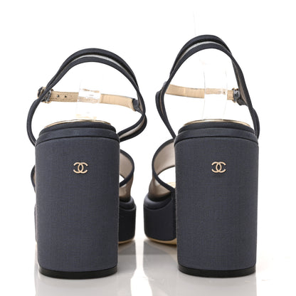 Chanel Mesh Wedge Sandals 41 Grey 5 of 11