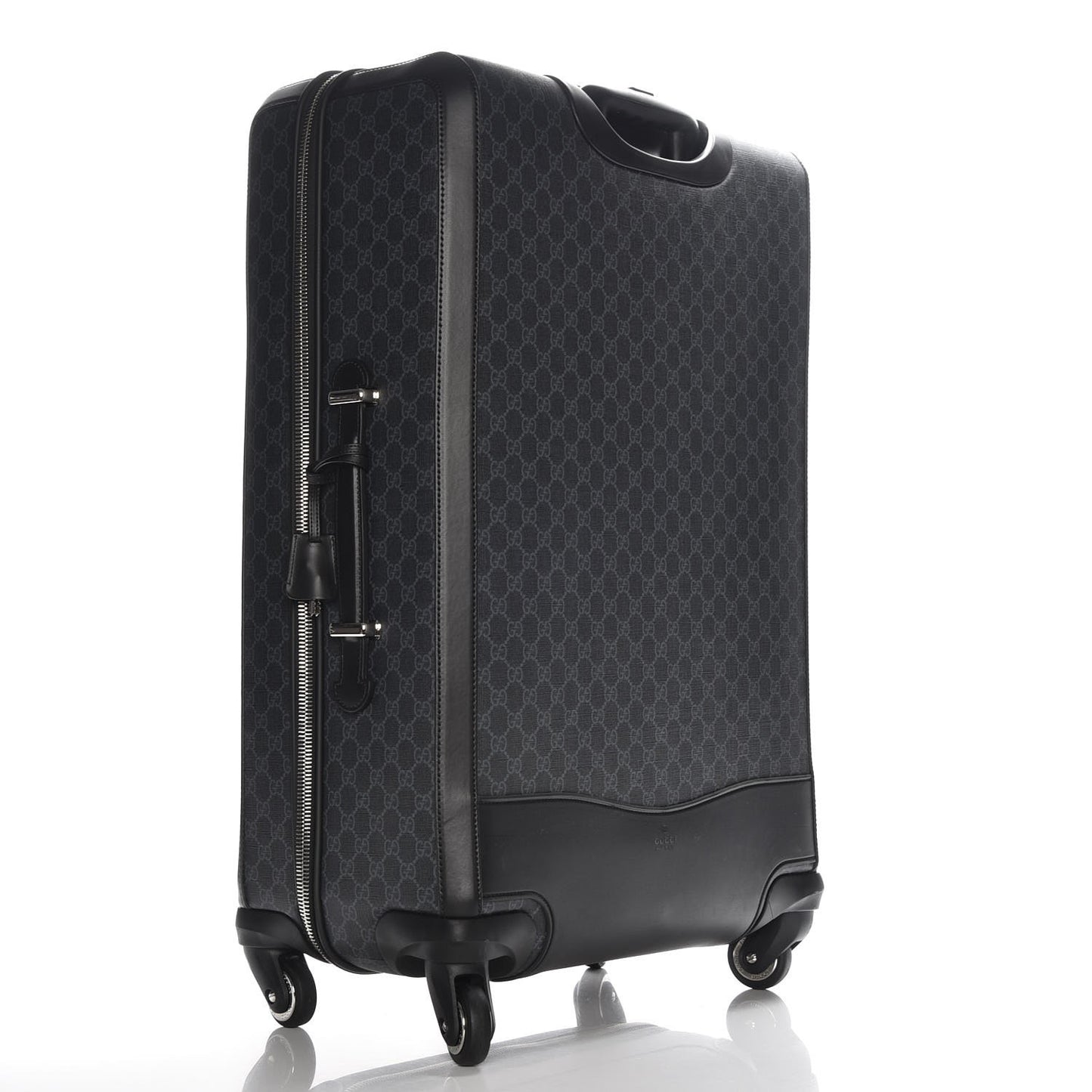 GG Supreme Monogram Large Four Wheel Suitcase Black Grey
