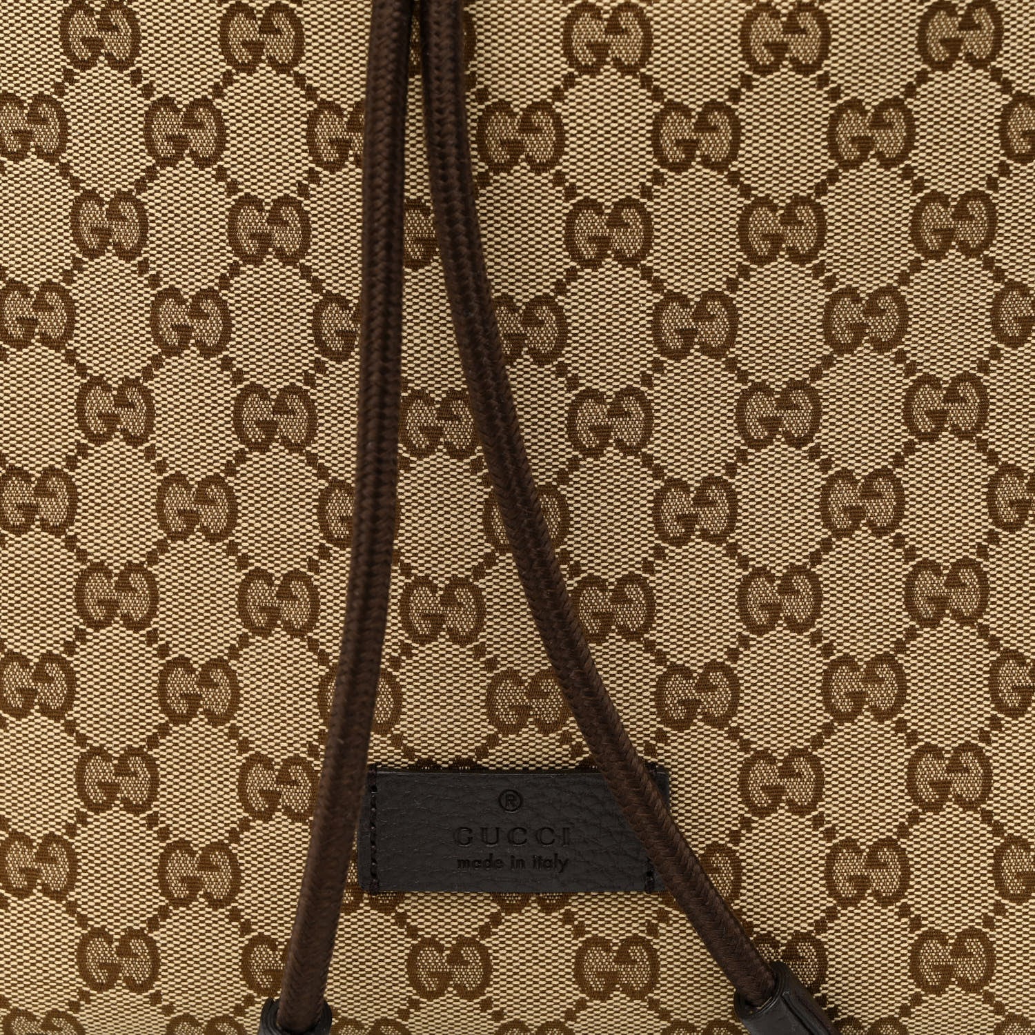 Gucci Monogram Dollar Calfskin O Drawstring Backpack Beige Ebony Testa di Moro Dark Chocolate 8 of 10