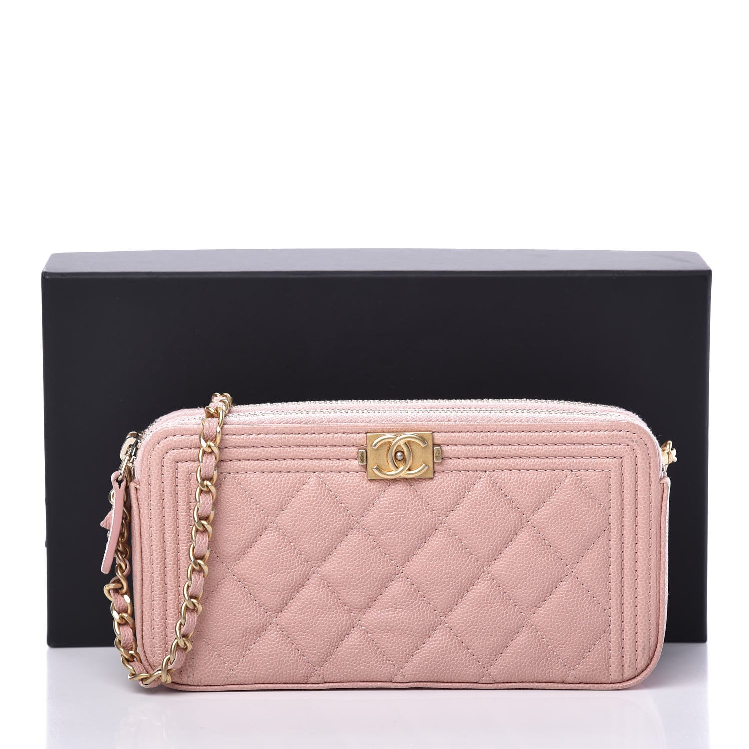 Chanel Caviar Quilted Small Boy Clutch With Chain Pink 11 of 11